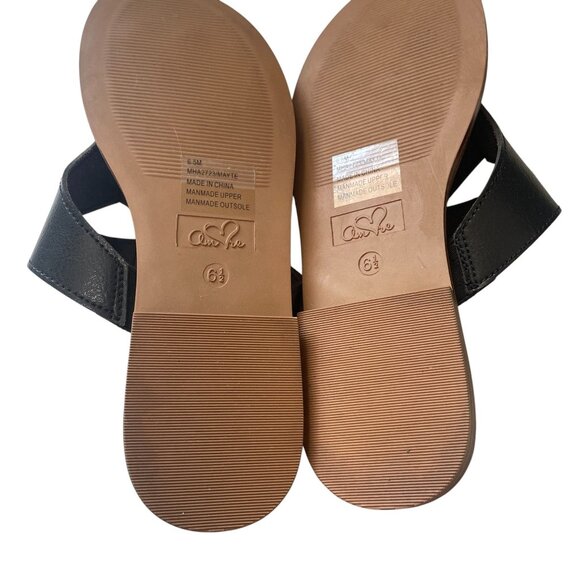 Amore Mayte Black Leather Sandals Size 65M Flat Slide Summer Comfort Shoe - Picture 8 of 8